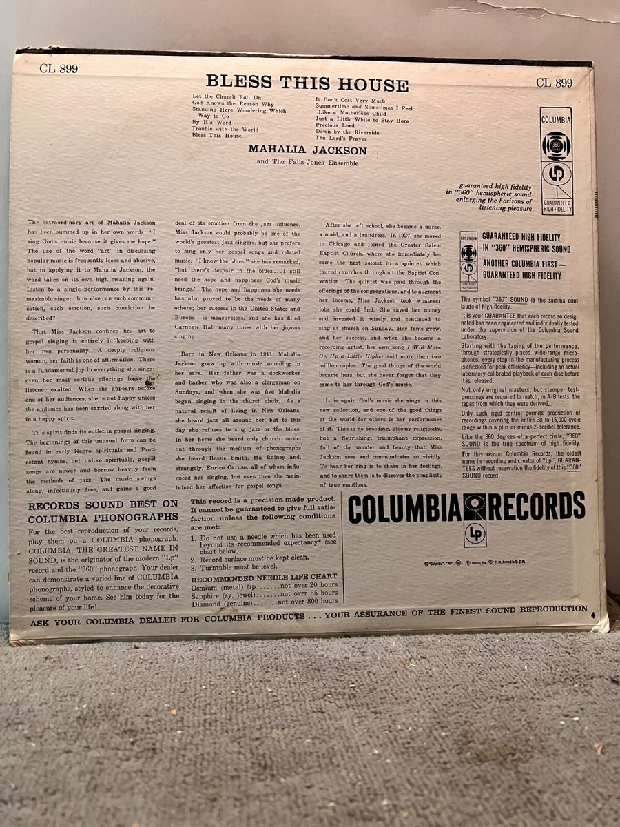 A49 Mahalia Jackson: Bless This House, 1956 Columbia Records CL