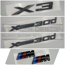 Fits BMW X3 Xdrive 30d Badge For Rear Boot Door Gloss Black & Wing Set OEM+