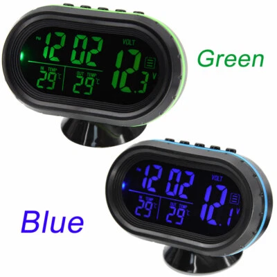 RYSJM Car Digital LCD Auto Car Temperature Thermometer & Clock Voltage Meter Monitor