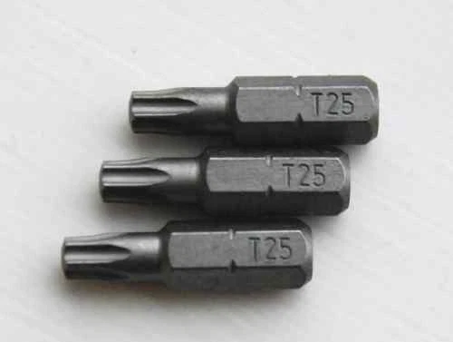 Torx Screwdriver Bits T 25 Hex Shank 1/4" Drive 25mm Hardened - PACK OF 3
