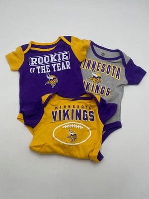 NFL Minnesota Vikings 3 Piece Baby Bodysuit Set Choose Size