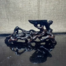 Wood display stand easel, bonsai tree pot display, handmade sculpture, size 8"