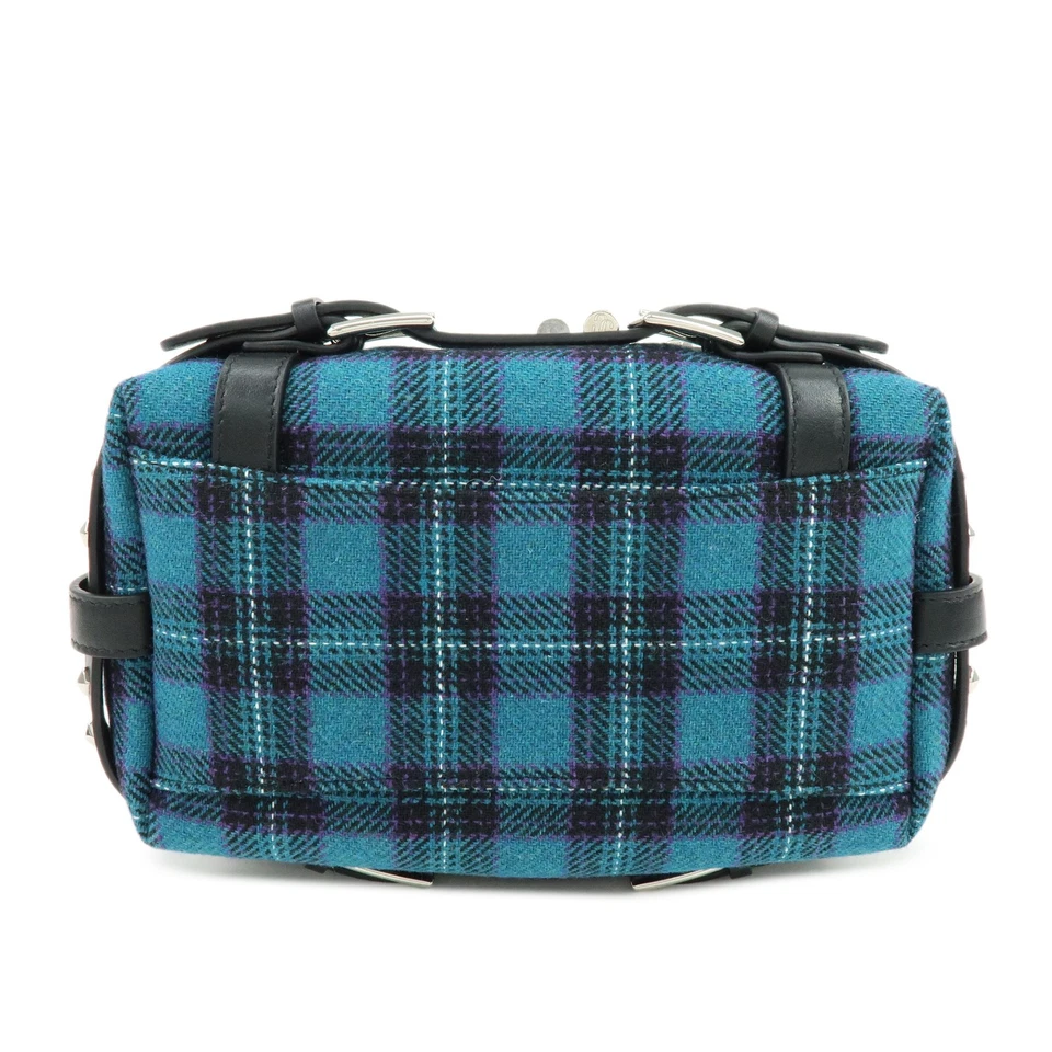 JIMMY CHOO Bonbon Bucket Canvas Leather 2Way Shoulder Bag Blue Auth Used F/S - Image 3 of 4