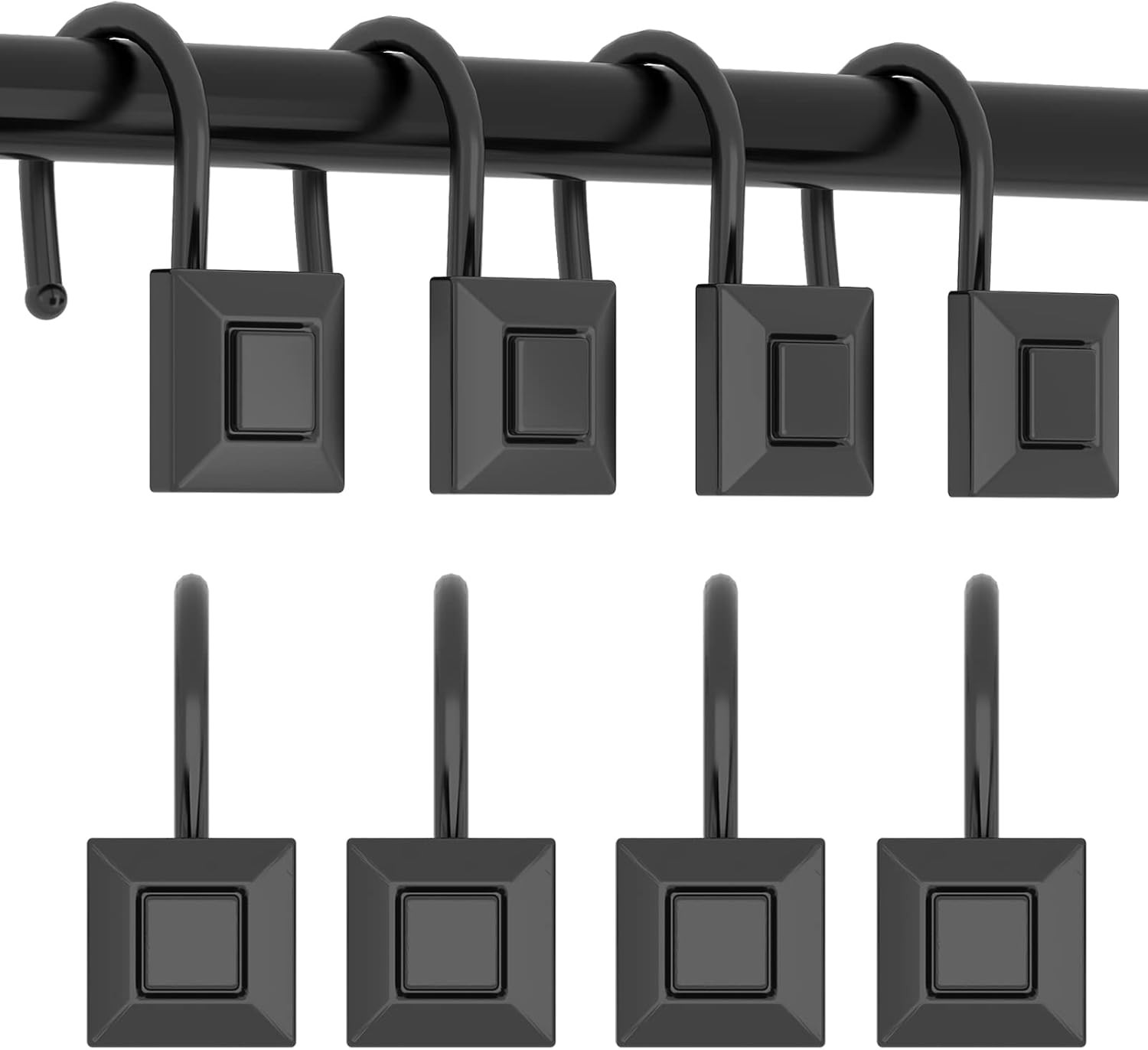 GILLAS Shower Curtain Decorative Hooks, Set of 12 Style A, Black 
