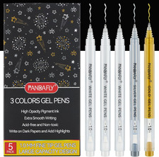 Gold Silver White Gel Pens, 1Mm Extra Fine Point White Pen for Art Highlight  A