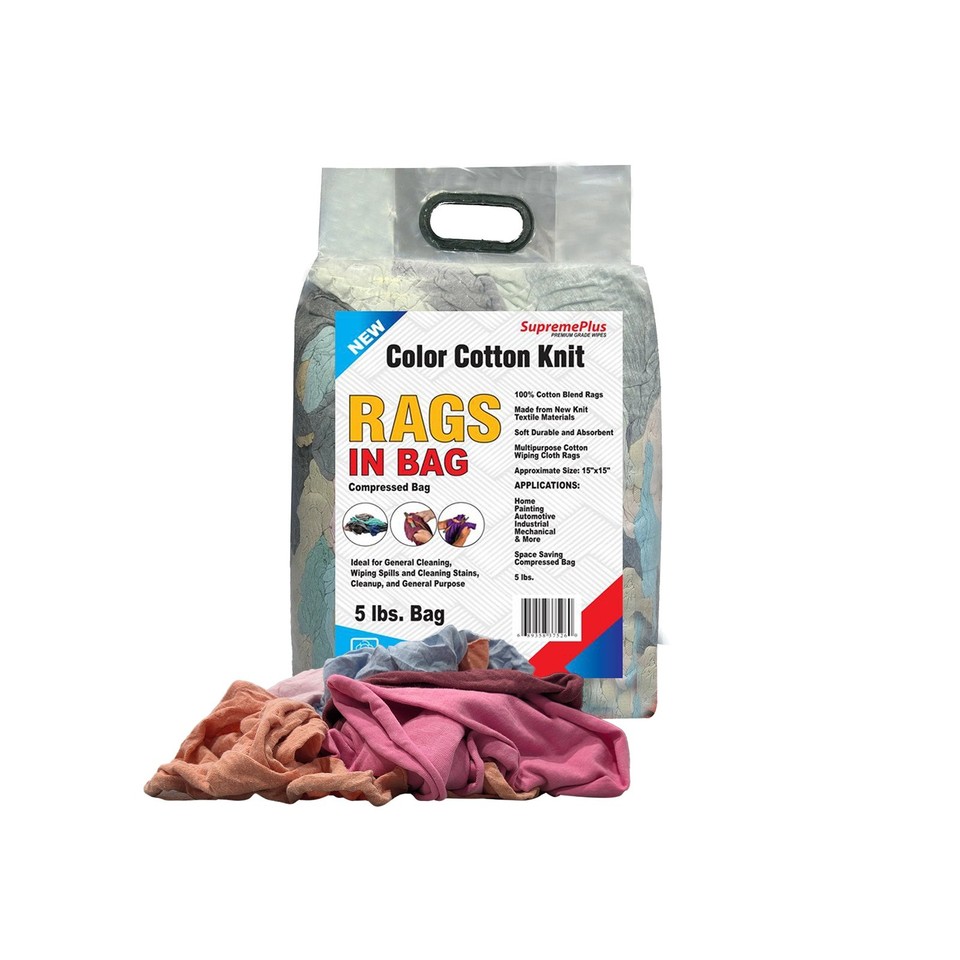Premium Colored Knit Cleaning Rags, T-Shirt Cloths Bulk Wipers - Bags ...