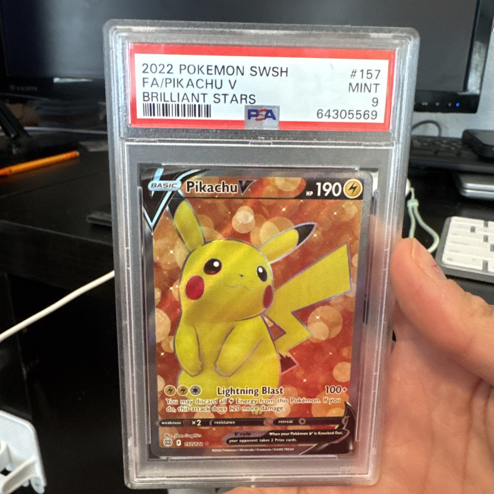 PSA 9 Pikachu V (Full Art) 157/172 Swsh09: Brilliant Stars Pokemon TCG