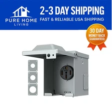 Listed 50 Amp Indoor/Outdoor Power Outlet Box for RVs and Electric Cars