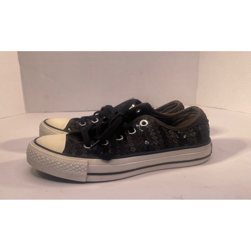Converse All Star Black Sequin Low Top Sneakers Women's Size 5.5 Shoes - Picture 8 of 9