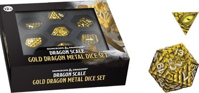 MET10978 Fanroll Dungeons & Dragons: Dragon Scale Metal Dice Set - Gold (7)