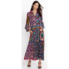 Johnny Was Promisino Nash Maxi Dress Multicolor Mixed Floral Print Womens Small