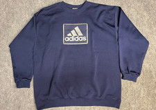 Vtg. 90s Adidas Crewneck Sweatshirt Embroidered Logo Sz. Made in U.S.A Navy Blue