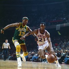 Philadelphia 76ers World B Free vs Seattle SuperSonics Slick Watts- Old Photo