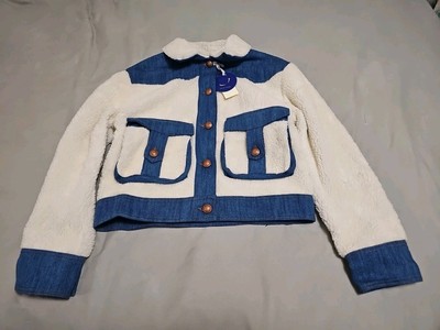 Jacob Cohen NEW Fur Trimmed Natural Denim Patch Pockets Jacket Women's SZ 40