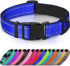 Reflective Dog Collar, Soft Neoprene Padded, Metal D-Ring, Nylon Pet Collar Adju