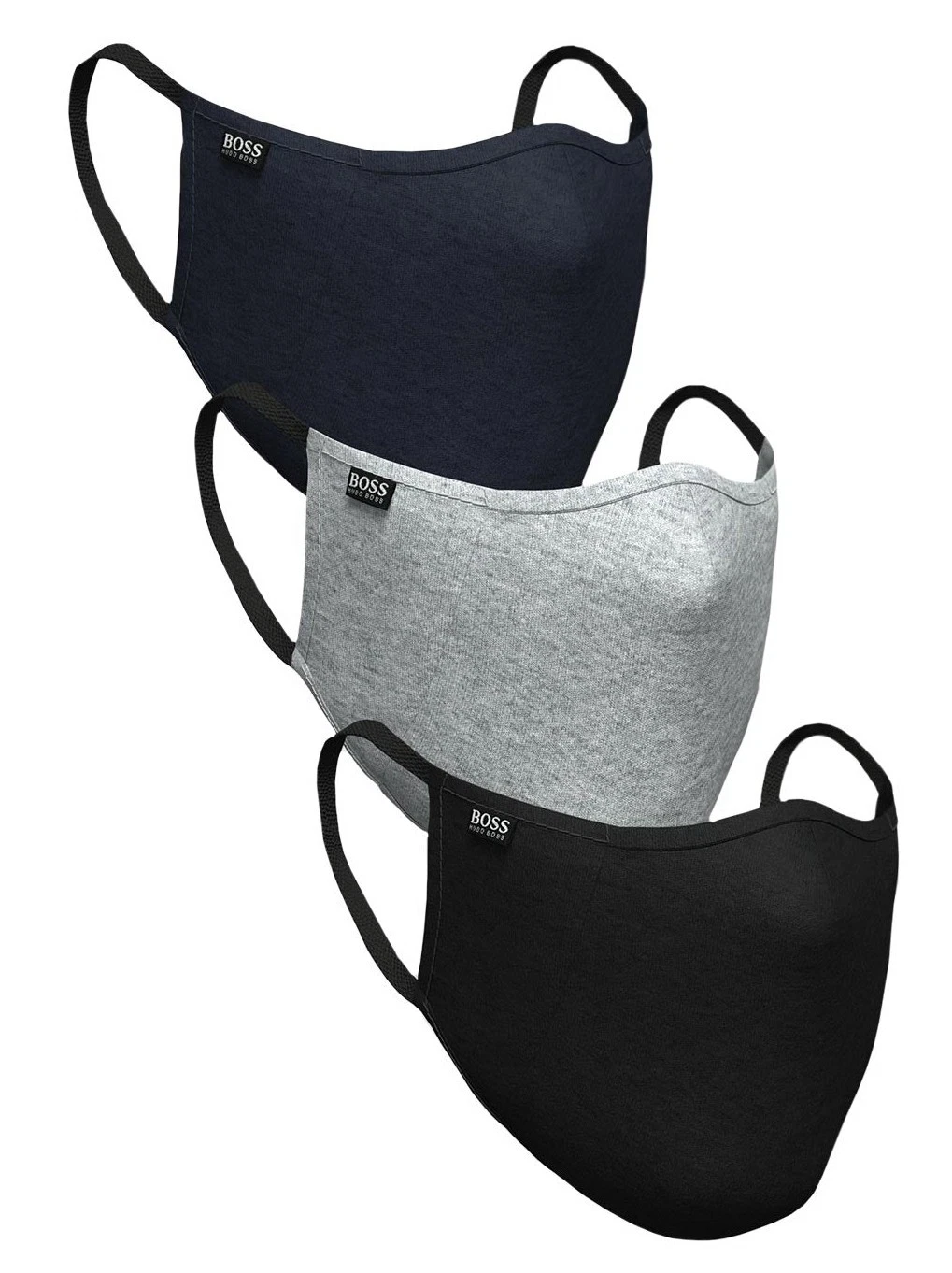 HUGO BOSS Unisex Black Navy Grey 3 PACK Face Mask | Medium 23cm x 16½cm | BOXED
