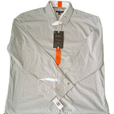 Banana Republic Men's Slim Fit Stretch Poplin Shirt, Green/Blue Tartan Size XXL