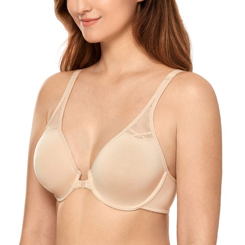 Racerback Front Closure Bra for Women Plus Size Seamless Unlined Underwire T-... - Picture 2 of 6