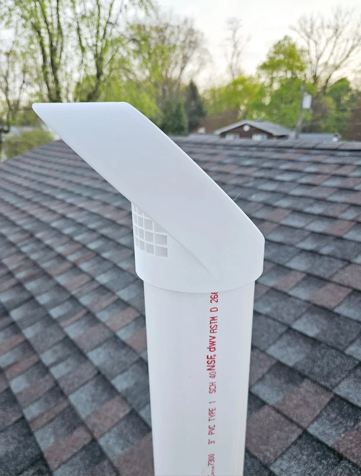 Radon & HVAC Rain Cap for 3" PVC Pipe, 1/2" Mesh Screen, Fits on End of Pipe - Image 2 of 4