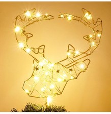 Christmas Tree Topper Projector Snowflake 10 Inches Lighted Gold Reindeer