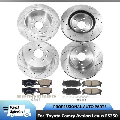 Front & Rear Drilled Rotor Ceramic Brake Pad for Lexus CT200h Toyota Prius 11-17