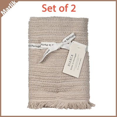 BIANCA Towels Made in Portugal,  Set of 2 Hand Towels, Beige, New