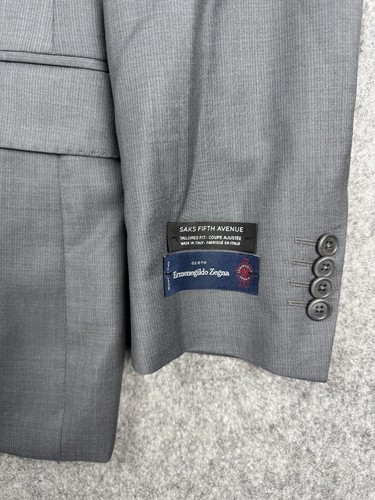 Ermenegildo Zegna Saks 5th Blazer Jacket Men's 42 Gray 100% Wool Made in Italy - Picture 3 of 12