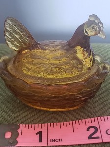 Antique Signed Famous French Pressed Art Glass basketweave HenOnNest Salt Cellar