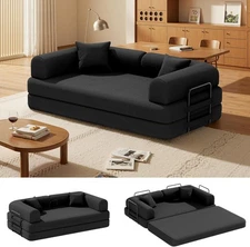 Compressed Corduroy Sofa Set Convertible Folding Couch Sofa Bed w/Armrest 78.5''