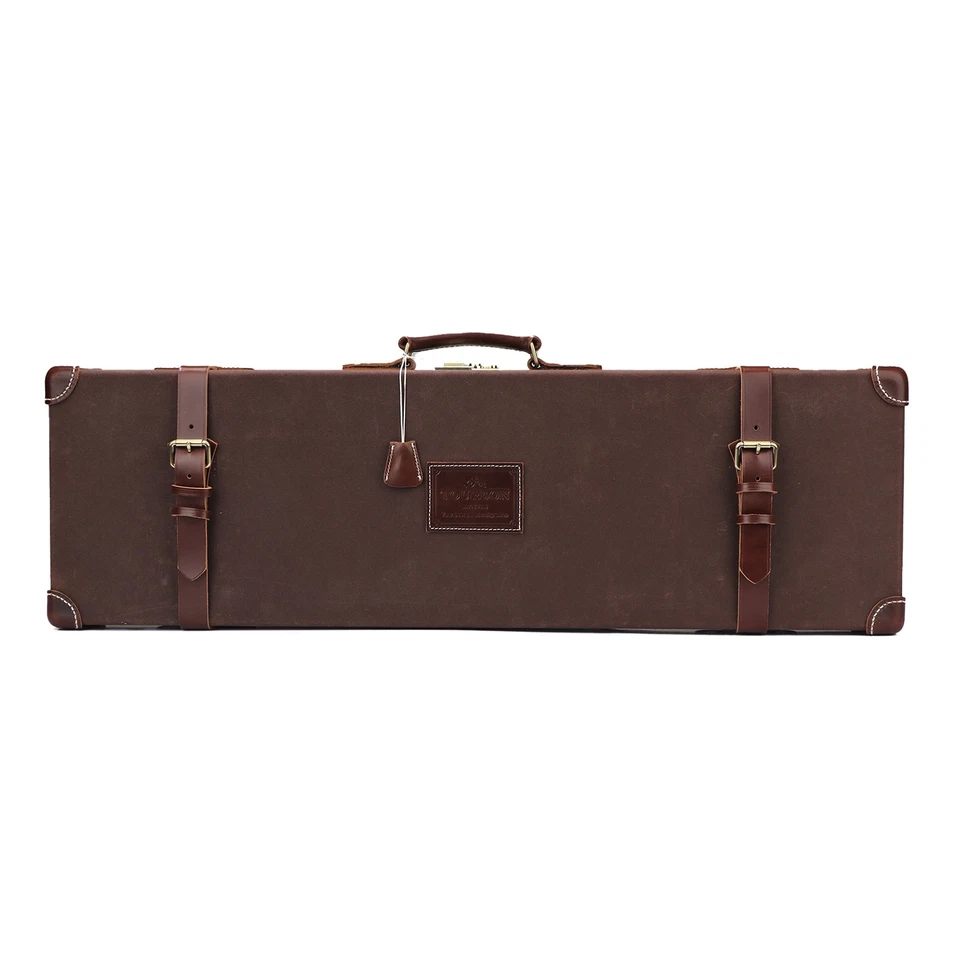 TOURBON Vintage Canvas Leather Gun Case Hunting Shotgun Storage Hard Box w/Lock - Image 3 of 4
