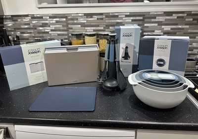 Joseph Joseph Neu Himmelblau Schneidebrett Set, Karussell & Nest 9 Schüsseln UVP 205£