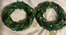 Trader Joe's Handcrafted Felted Wool Holiday Wreath Christmas Lot of 2 NEW NWT