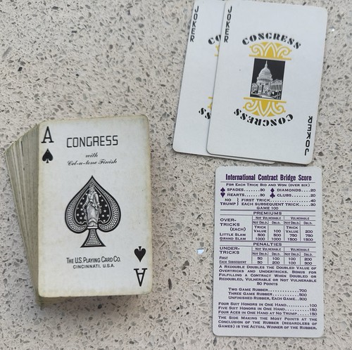 Vintage CONGRESS Playing Cards;Double Deck; Cel-U-Tone Finish; Complete; Pre-own - Picture 4 of 6