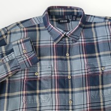 IZOD XL Plaid Flannel-Style Shirt Long Sleeve Button Up Two Chest Pockets