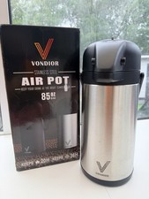 Vondior 2.5L Stainless Steel Air Pot Thermal Flask Pump Action Unused Boxed