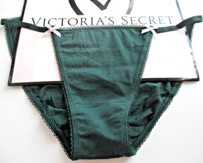 VICTORIA'S SECRET Cotton String Bikini Panty VS Green S M L XL Pink Bows NWOT