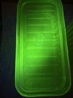 Uranium Glass Depression Ribbed Refrigerator Dish w/ Lid 1930s 8.5” x 4.25” x 3" — photo 3