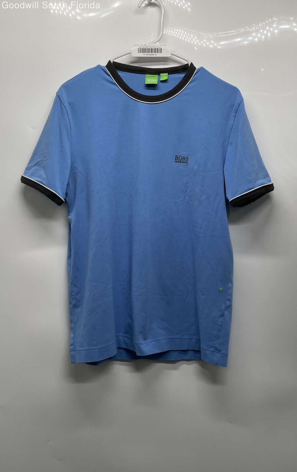 Hugo Boss Mens Blue Short Sleeve Crew Neck Regular Fit Graphic T-Shirt Size M