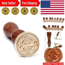 Elegant Letter S Wax Seal Stamp with Brass Head & Wooden Handle - Perfect Gift
