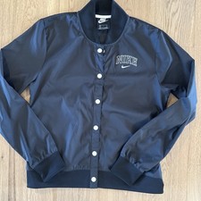 Nike Women  s Black Satin Bomber Jacket Size S Snap Front Sportswear AR3763-010
