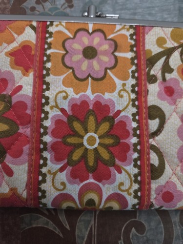 Vera Bradley Clutch Geldbörse folkloristisches Muster Kiss Lock zweiteiliger Organizer - Bild 3 von 8