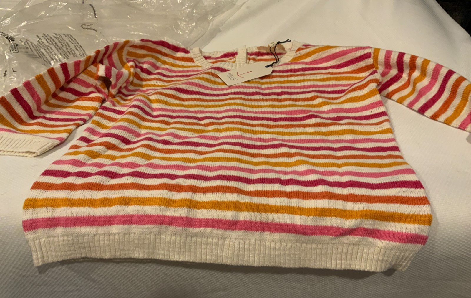 Seasalt Cornwall Knavock Jumper Stripe Sweater, Style# WM33357, Size 4, Tulip image 6