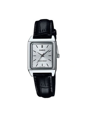 Casio LTP-V007L-7E1 Women's Rectangular Leather Band Index Silver Dial Watch