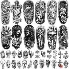 77 Sheets Christian Temporary Tattoo Adult Men Women Kids Religious Jesus Cross