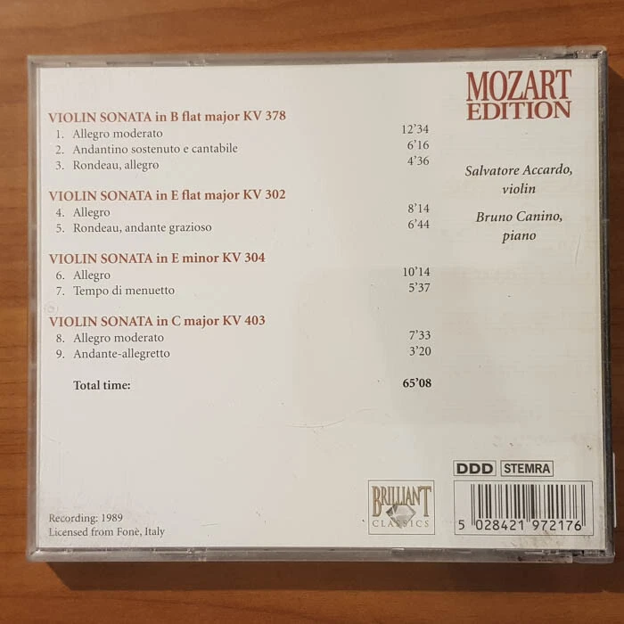 ACCARDO / CANINO Mozart Violin Sonatas 302-304-378-403  EX/EX(CD) - Bild 4 von 4