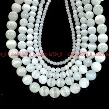 Cat Eye Round Beads 14" White Cat's Eye Glass Loose Bead 4mm 6mm 8mm 10mm 12mm