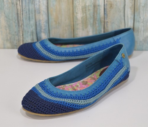 The SAK Blue Knit Ballet Flats Size 7.5 Crochet