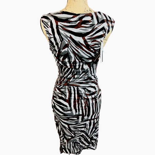 TRACY REESE WOMENS PALE H ABRACT SIDE RUSHED LINED DRESS SIZE MED RETAIL 288.00 - Picture 3 of 7