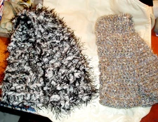 Lot of 2 Black, Gray, White, Gold HAND CROCHETED Ladies SCARVES 52 & 54" long