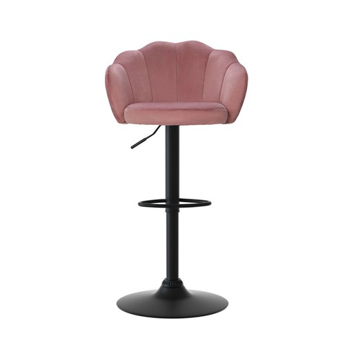 Artiss 4x Bar Stools Kitchen Stool Swivel Chair Gas Lift Velvet Padded Pink - Picture 3 of 7